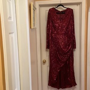 Glimmer Nights Maxi Dress -Ruby